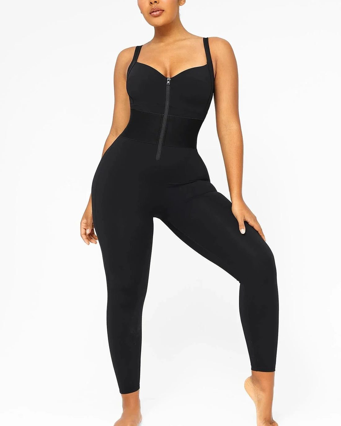 ElasticFuse Waistband Shaping Jumpsuit - Black