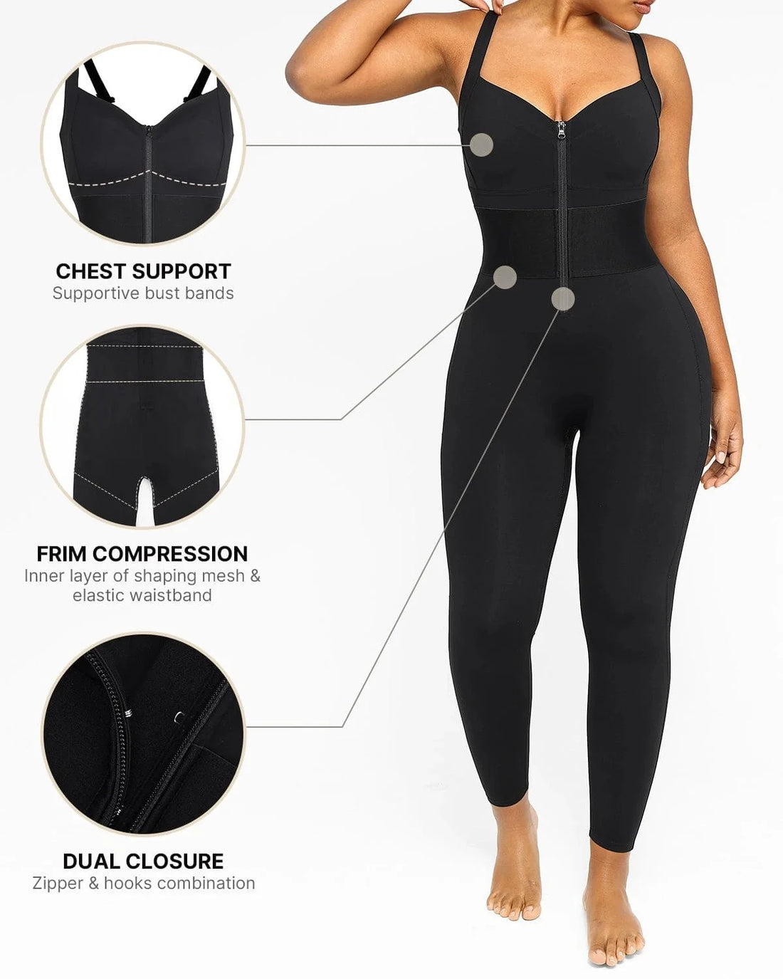 ElasticFuse Waistband Shaping Jumpsuit - Black