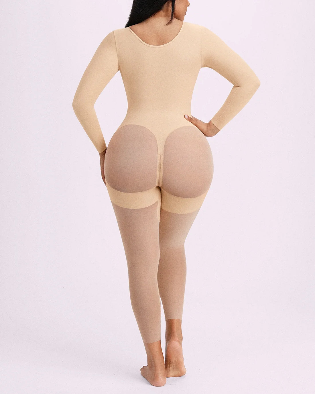 BOOT-YEAH™ Zip-Front Tummy Control Full-Length Bodysuit - Beige