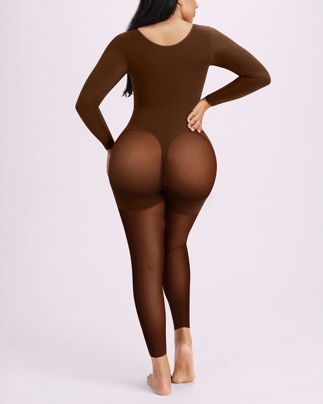 BOOT-YEAH™ Zip-Front Tummy Control Full-Length Bodysuit - Brown