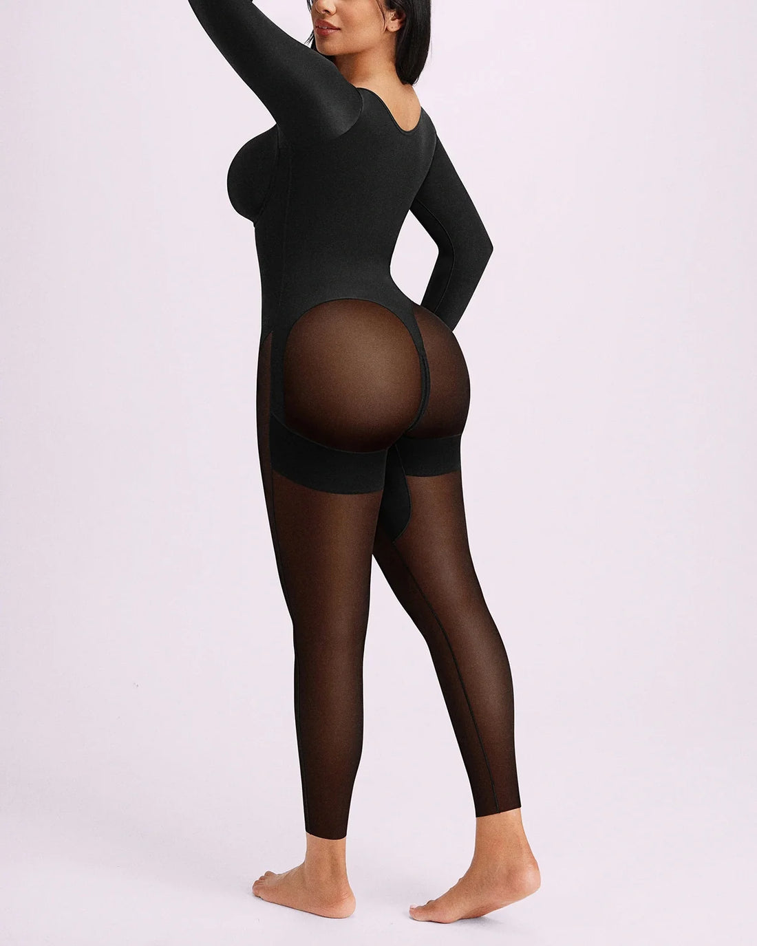 BOOT-YEAH™ Zip-Front Tummy Control Full-Length Bodysuit - Black