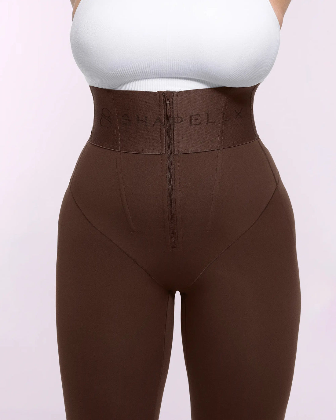 High-Waisted Tummy Control Flare Leggings - Brown