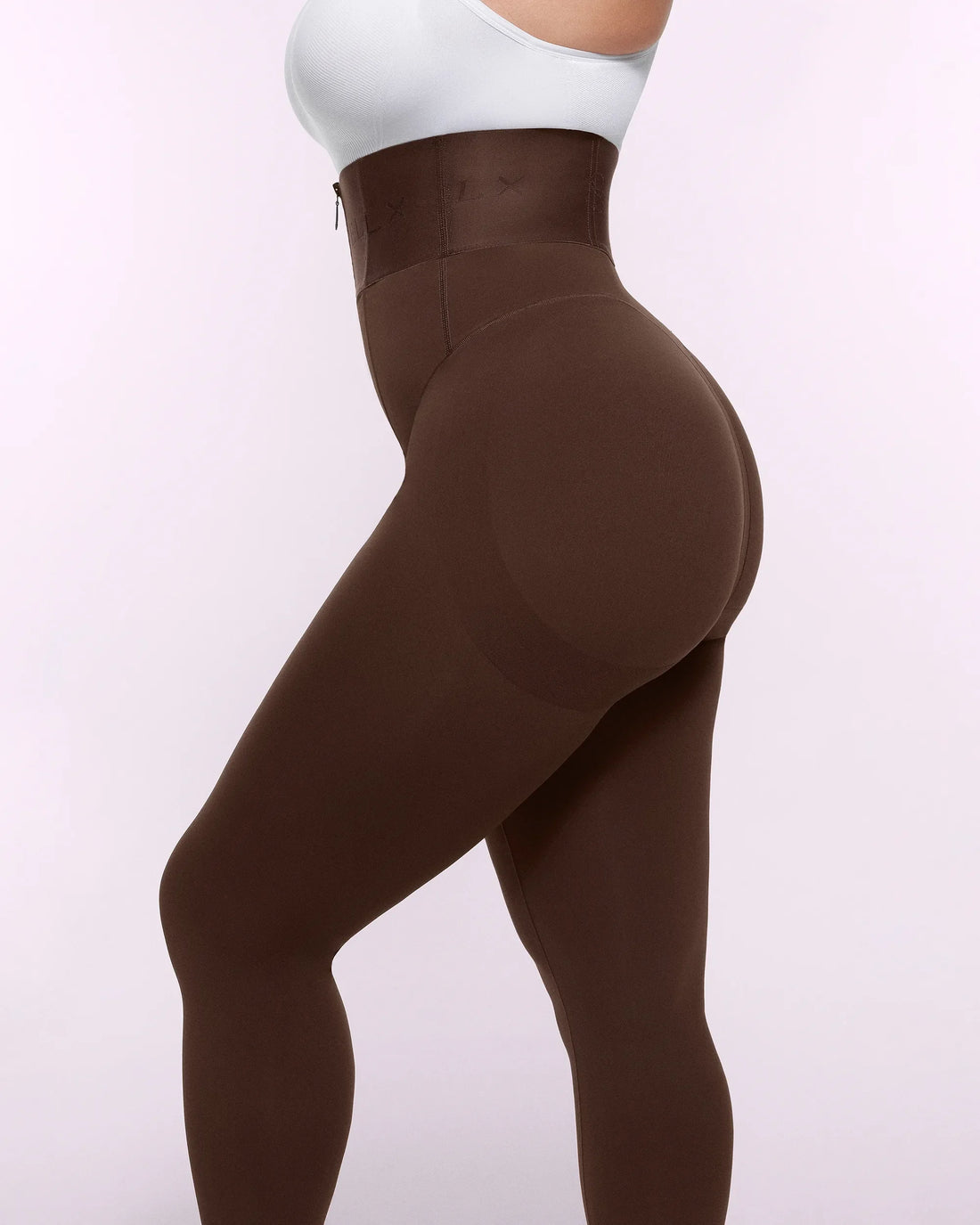 High-Waisted Tummy Control Flare Leggings - Brown