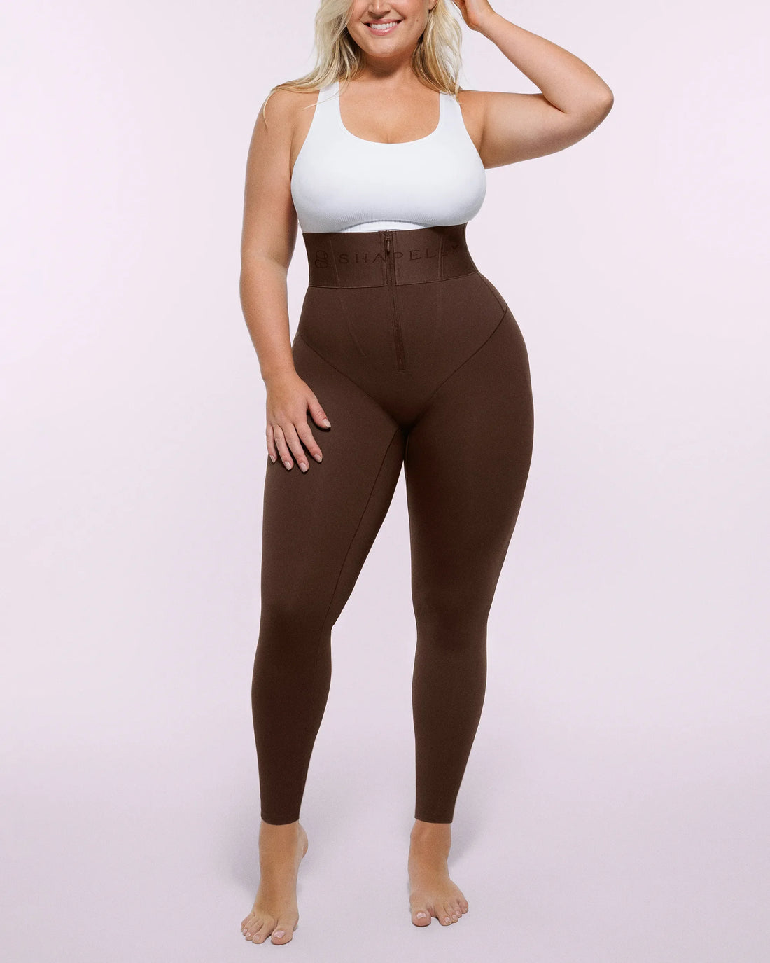 High-Waisted Full-Length Shaping Leggings - Brown