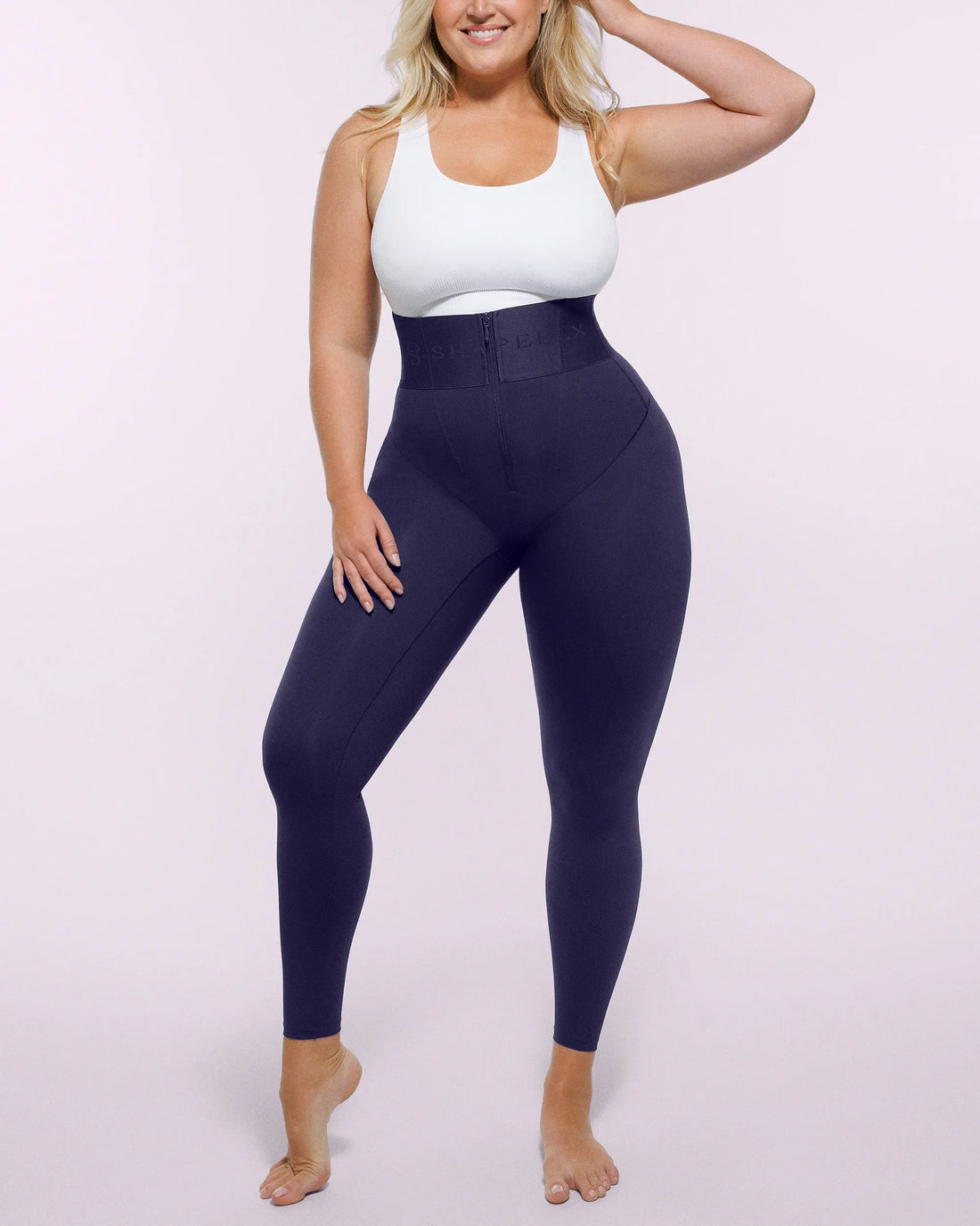 High-Waisted Full-Length Shaping Leggings - Navy Blue