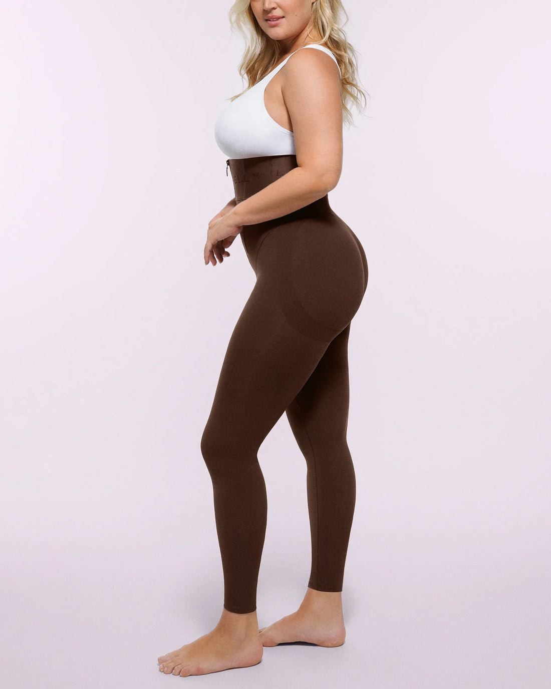 High-Waisted Tummy Control Flare Leggings - Brown