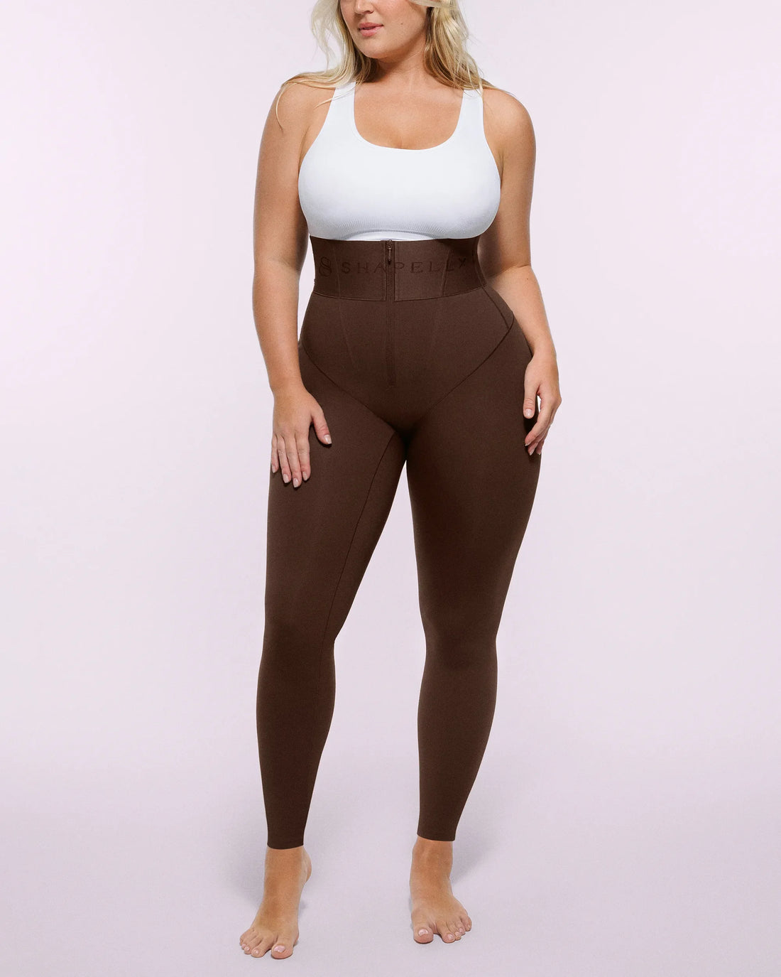 High-Waisted Tummy Control Flare Leggings - Brown