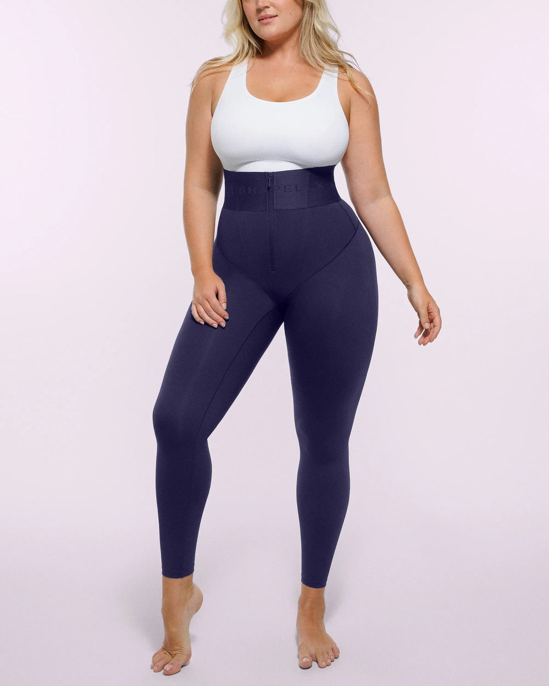 High-Waisted Tummy Control Flare Leggings - Navy Blue