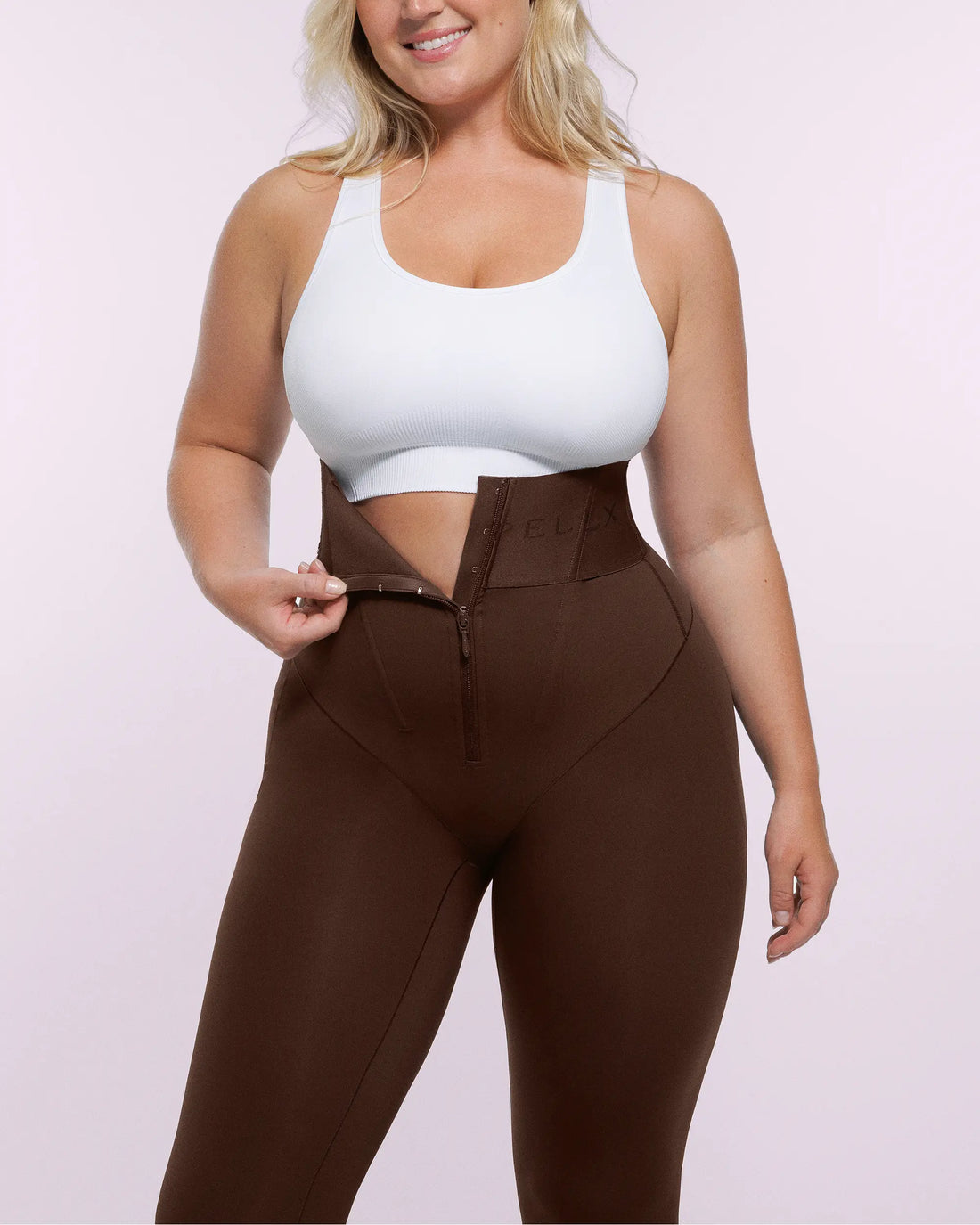 High-Waisted Full-Length Shaping Leggings - Brown