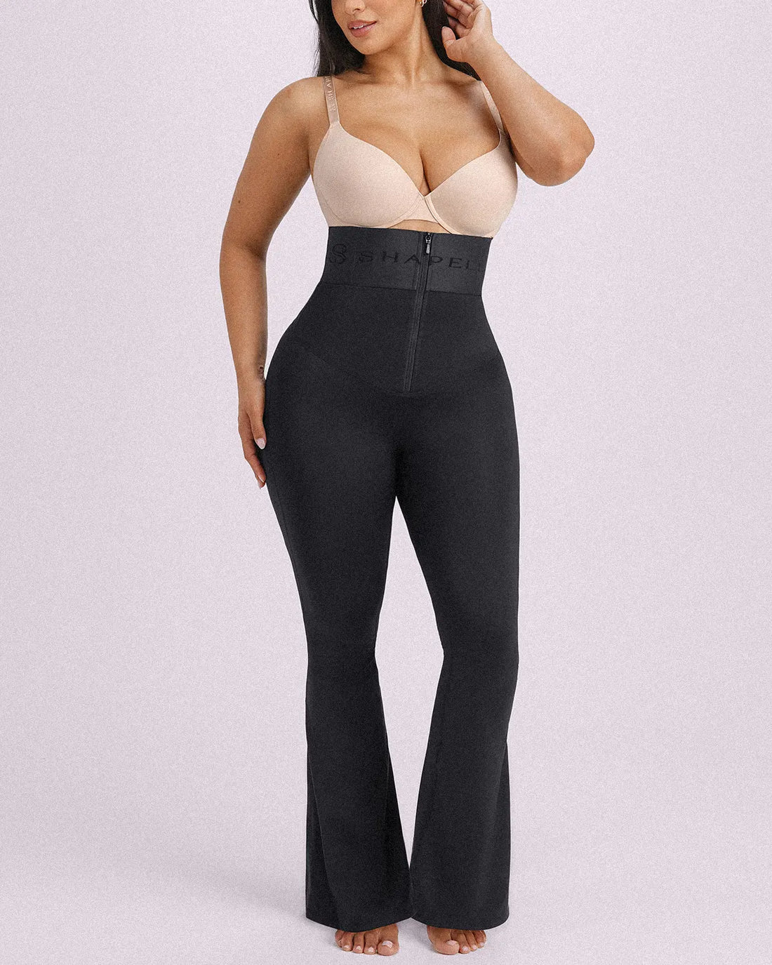 High-Waisted Tummy Control Flare Leggings - Black