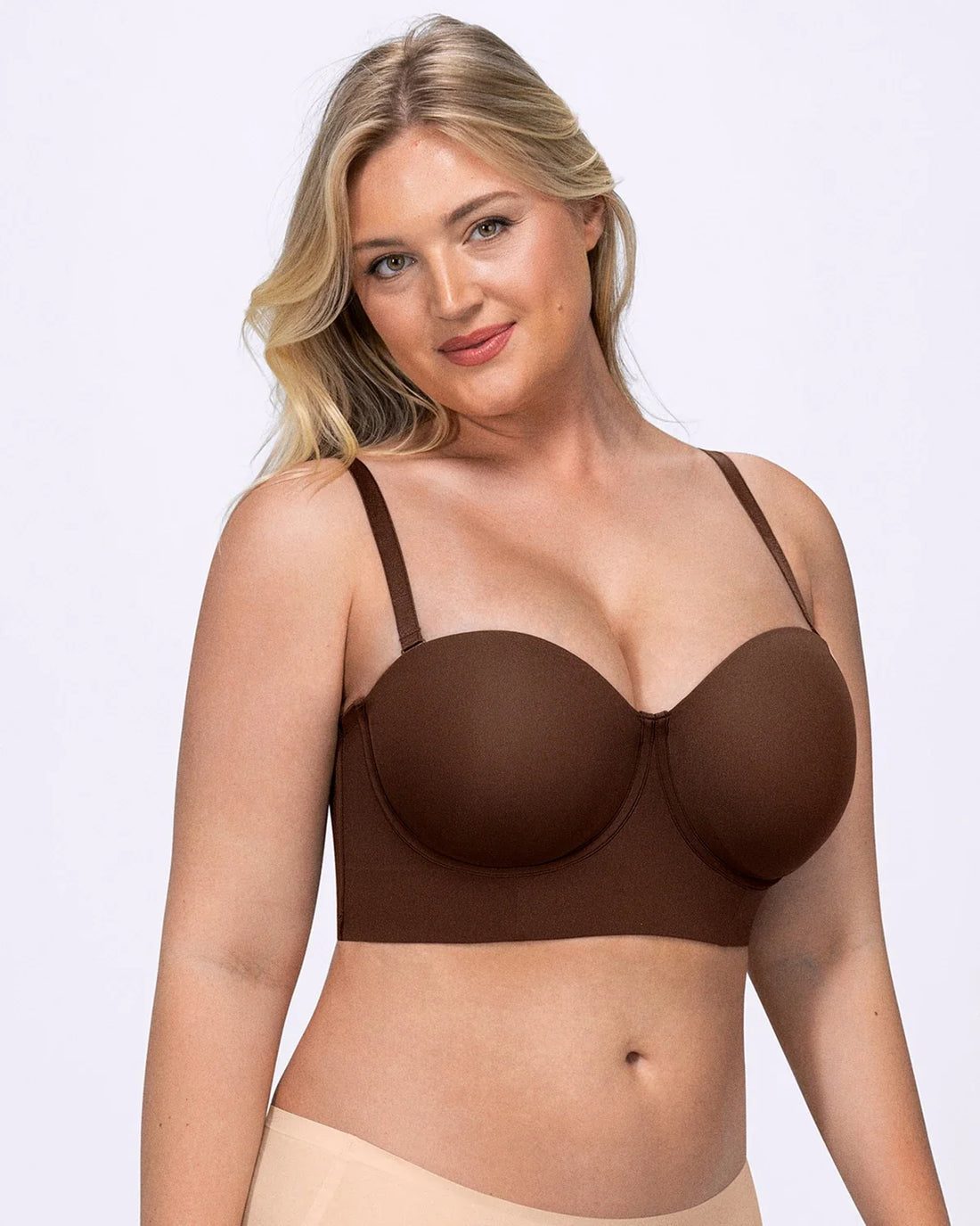 Smoothing Strapless Convertible Bra - Brown