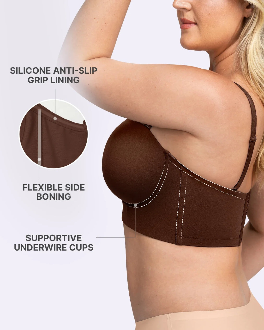 Smoothing Strapless Convertible Bra - Brown