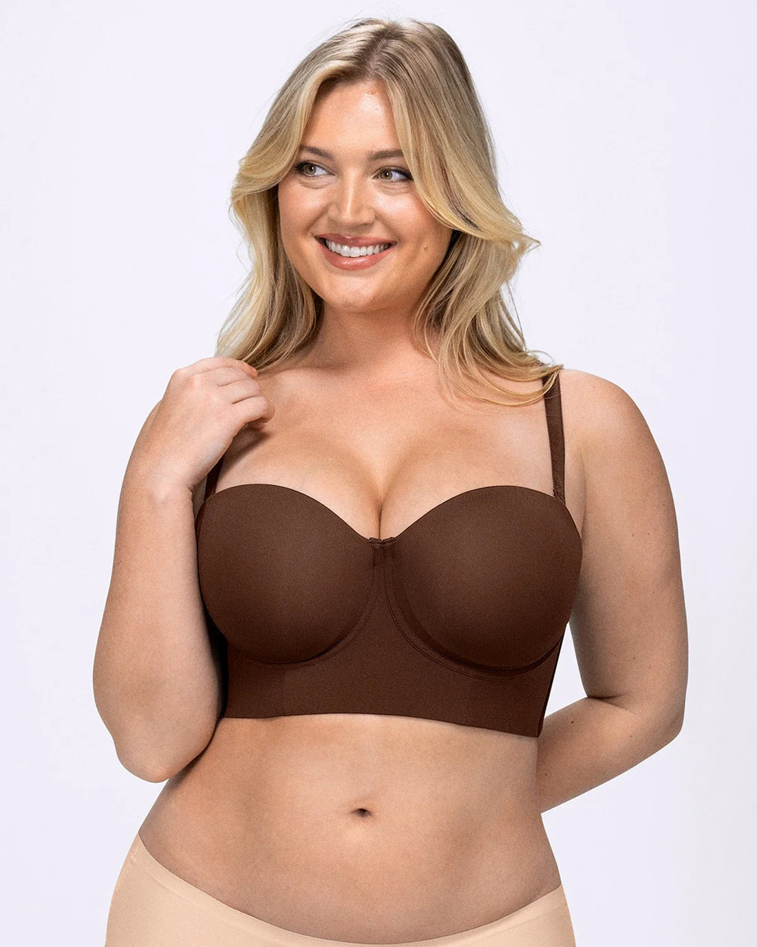 Smoothing Strapless Convertible Bra - Brown
