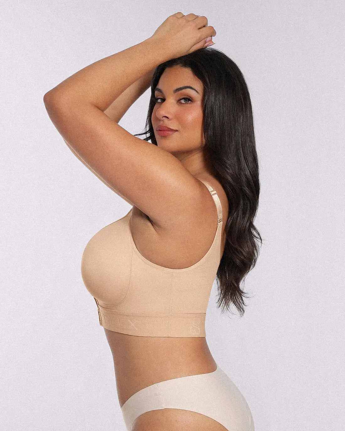 Unlined Wireless Front-Closure Bra - Beige