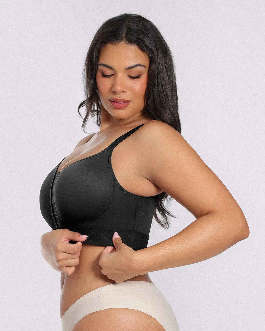 Unlined Wireless Front-Closure Bra - Black