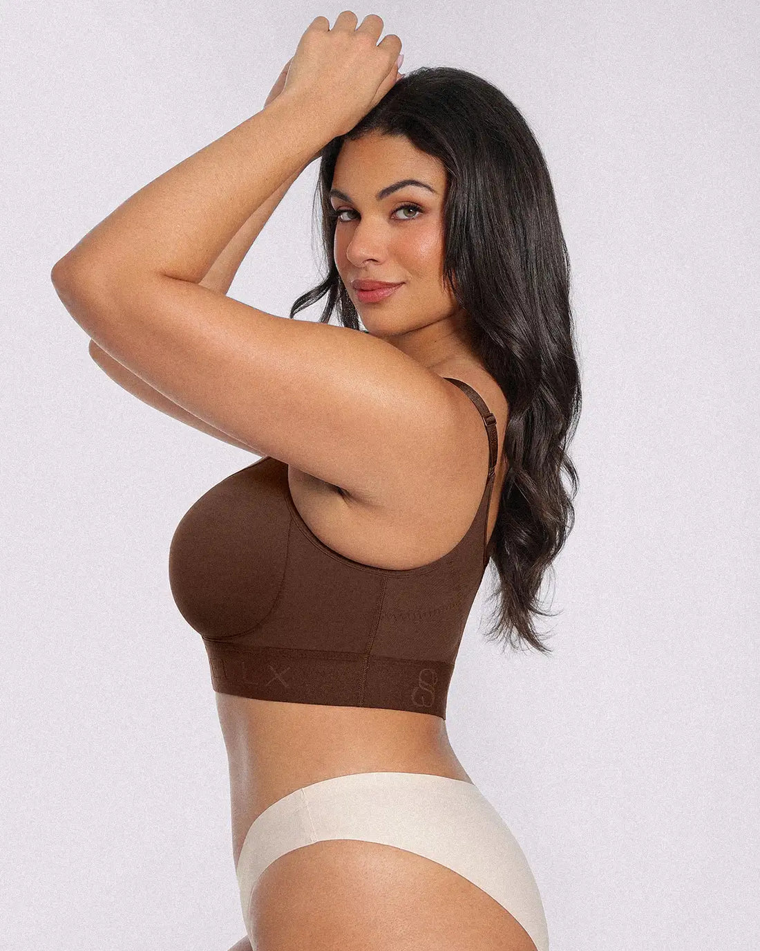 Unlined Wireless Front-Closure Bra - Brown