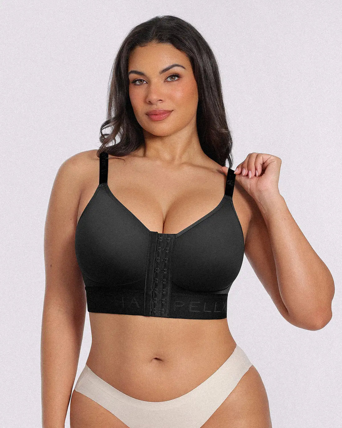 Unlined Wireless Front-Closure Bra - Black
