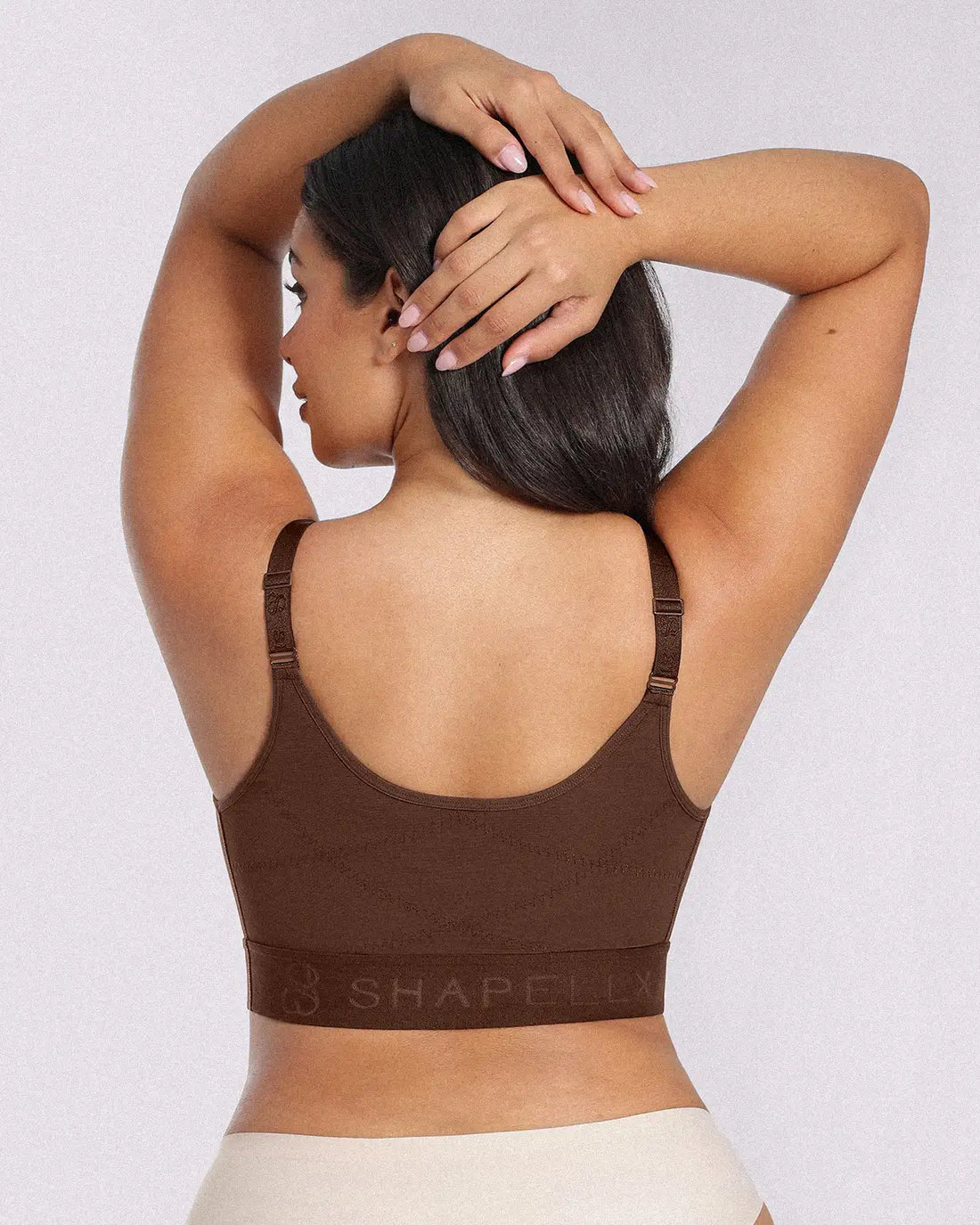 Unlined Wireless Front-Closure Bra - Brown