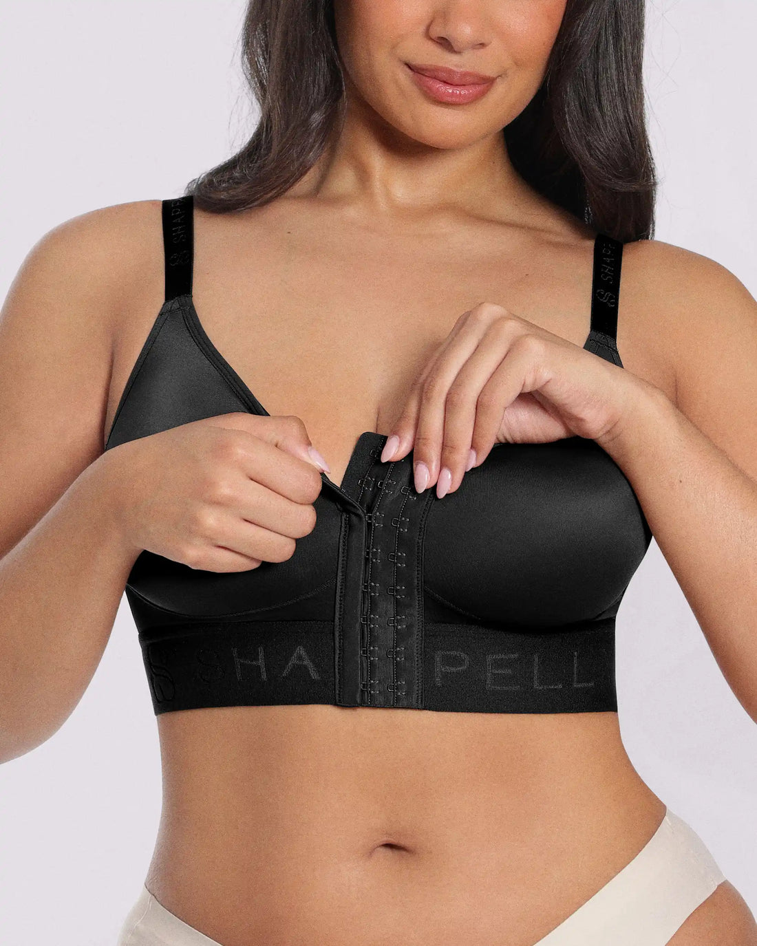 Unlined Wireless Front-Closure Bra - Black