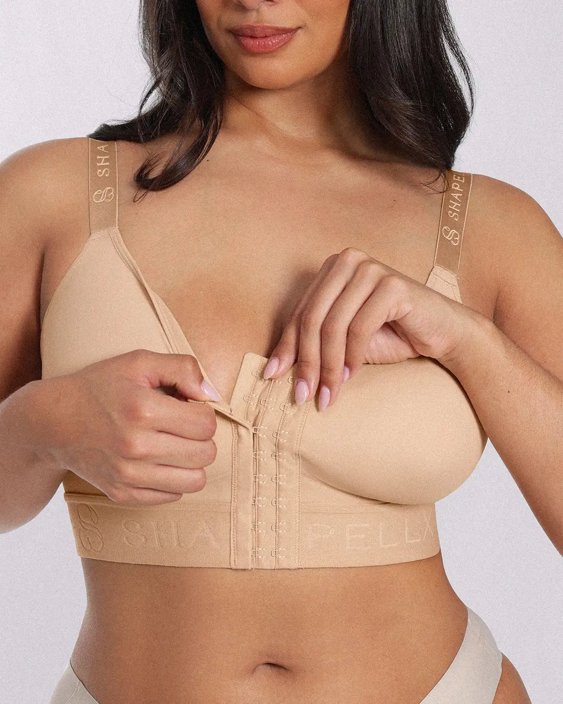 Unlined Wireless Front-Closure Bra - Beige