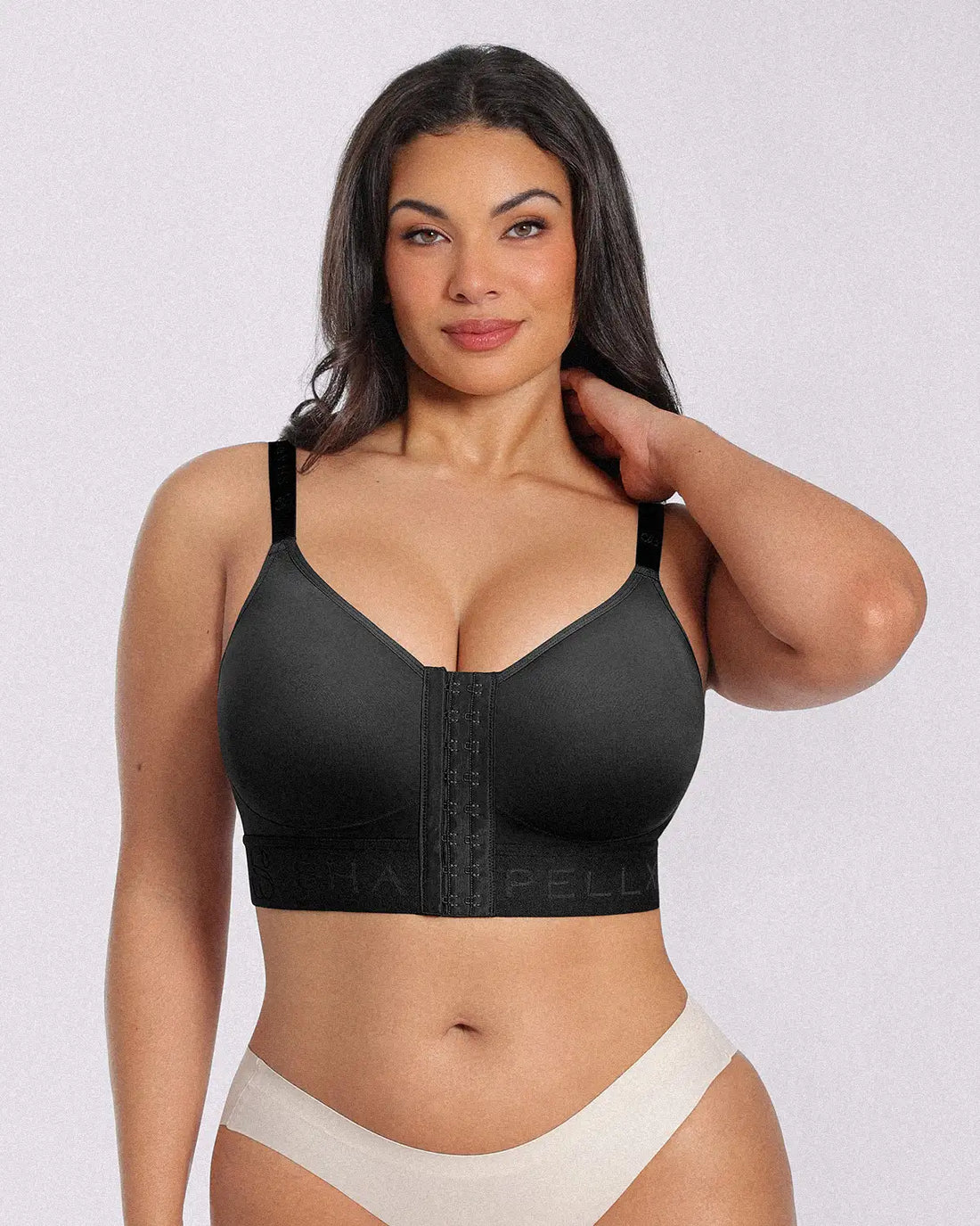 Unlined Wireless Front-Closure Bra - Black