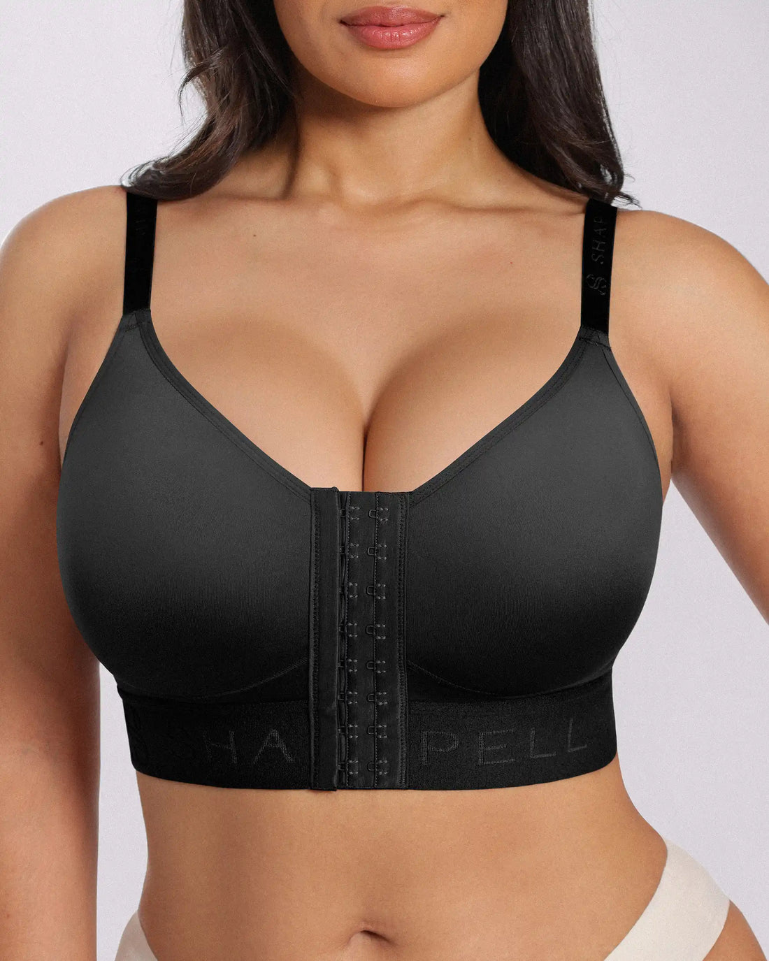 Unlined Wireless Front-Closure Bra - Black