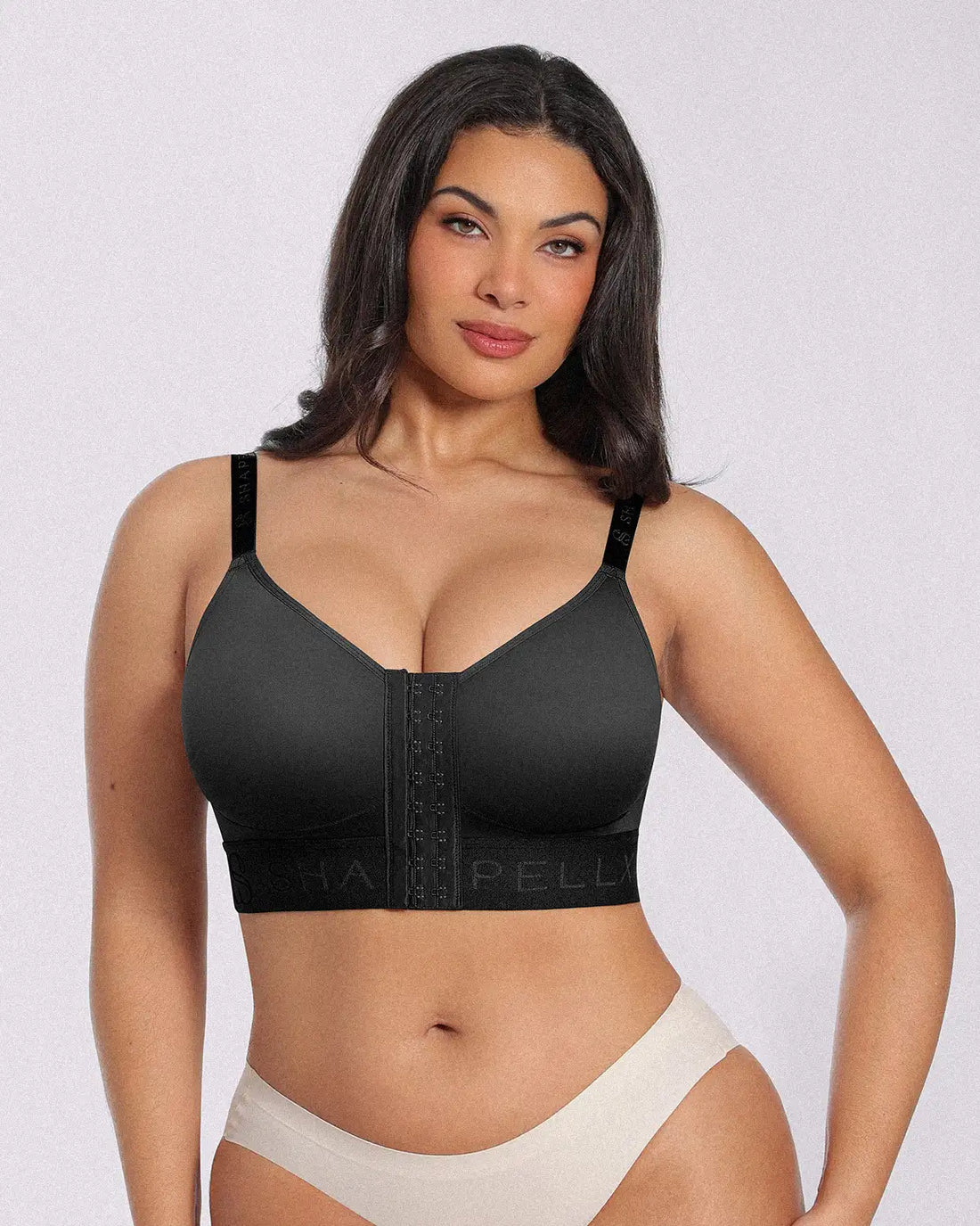 Unlined Wireless Front-Closure Bra - Black