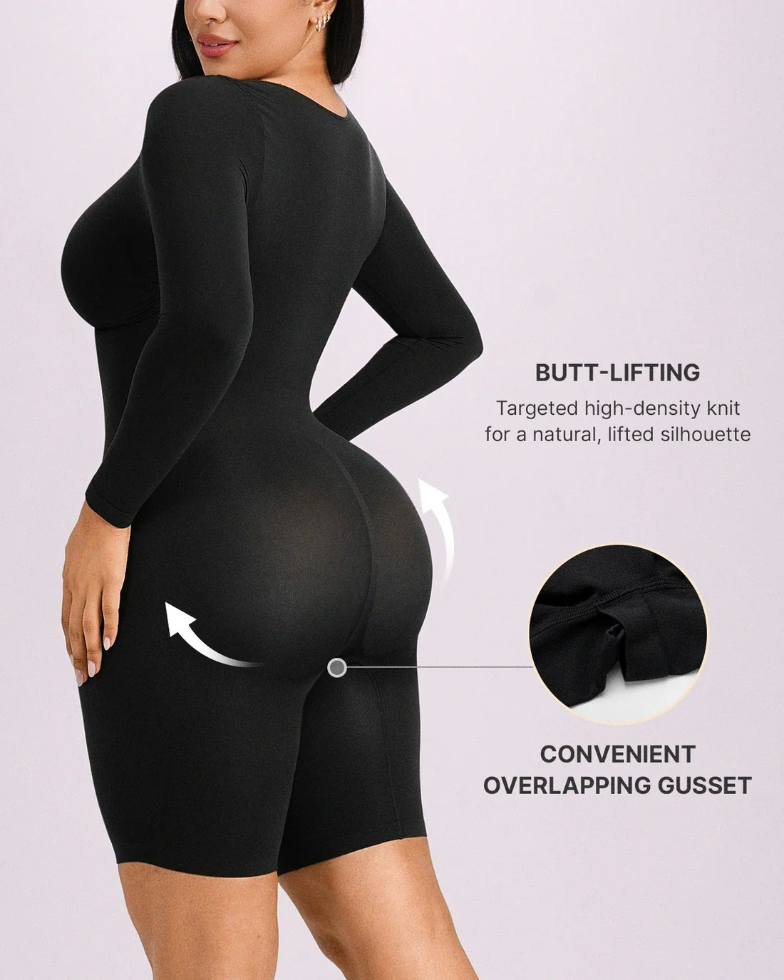 Long Sleeve Zip-Front Bodysuit - Black