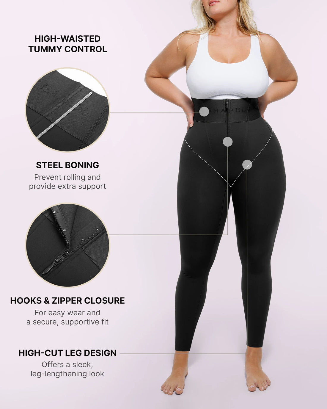 High-Waisted Tummy Control Flare Leggings - Black