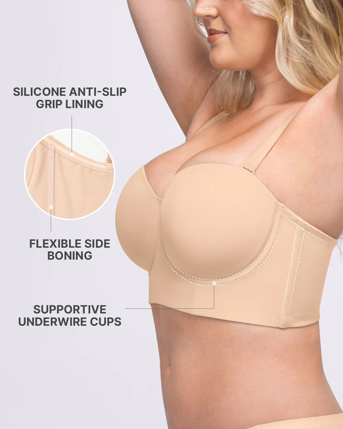 Smoothing Strapless Convertible Bra - Beige