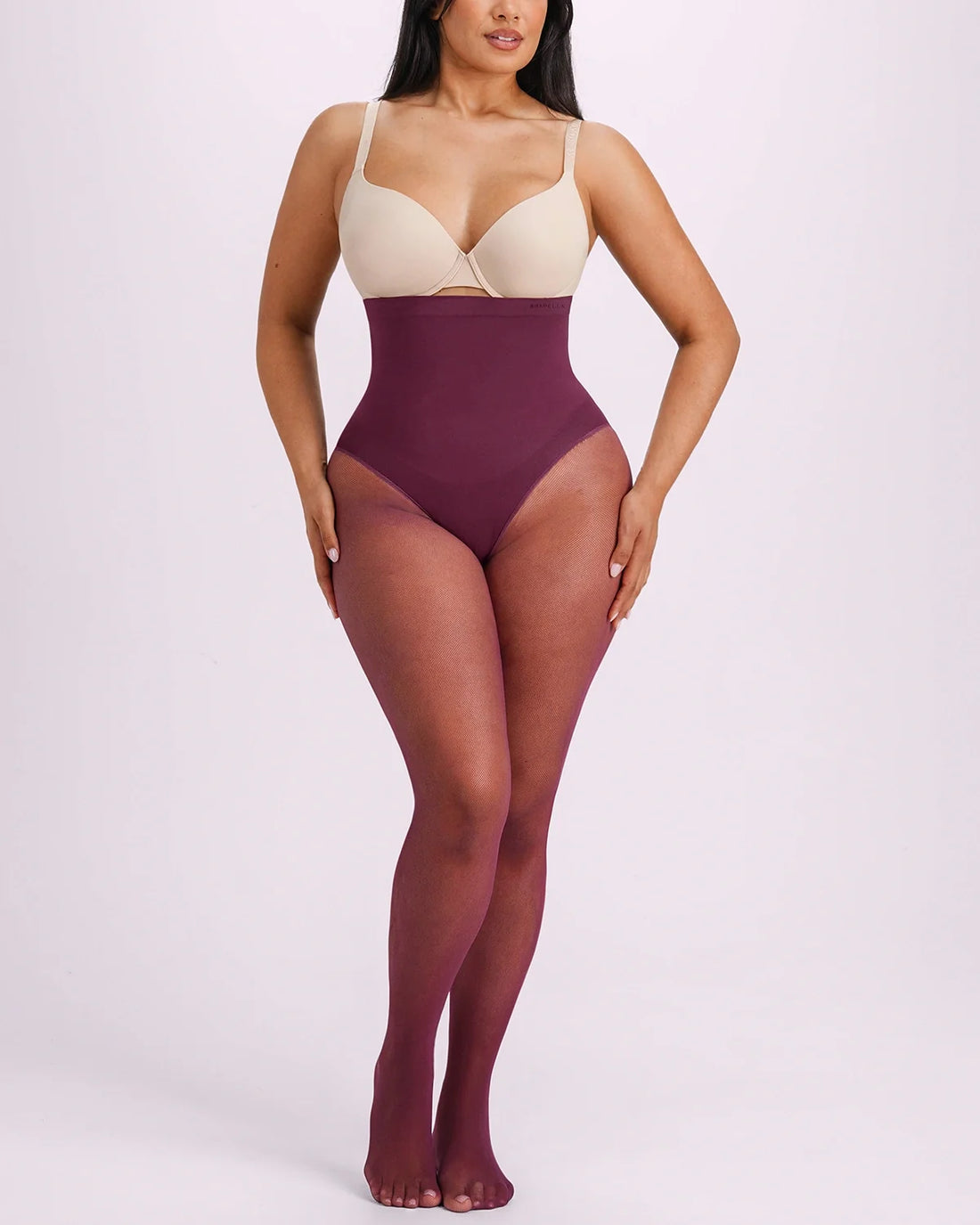 High-Waisted Micronet Shaping Tights - Deep Berry