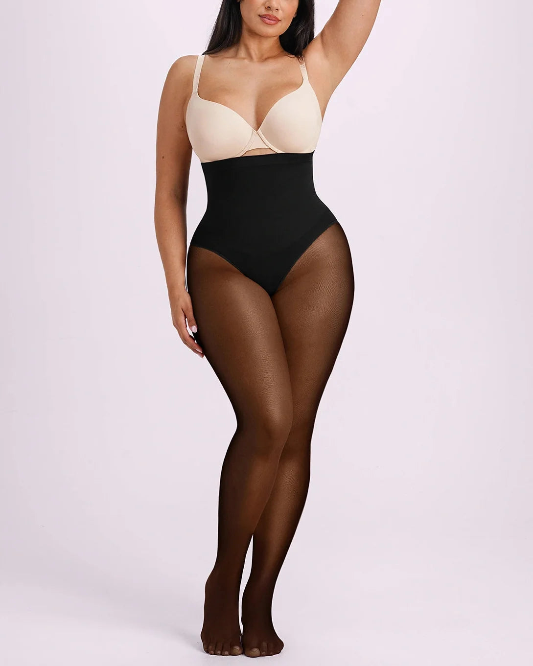 High-Waisted Micronet Shaping Tights - Black