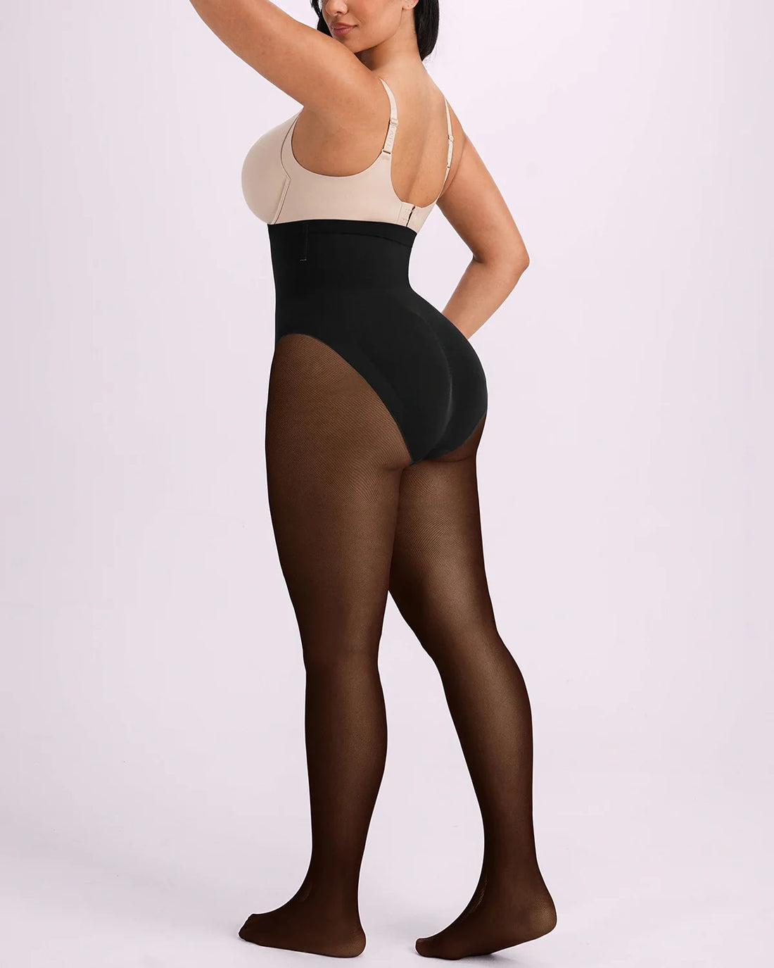 High-Waisted Micronet Shaping Tights - Black