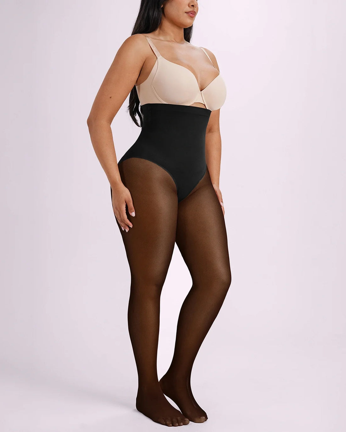 High-Waisted Micronet Shaping Tights - Black
