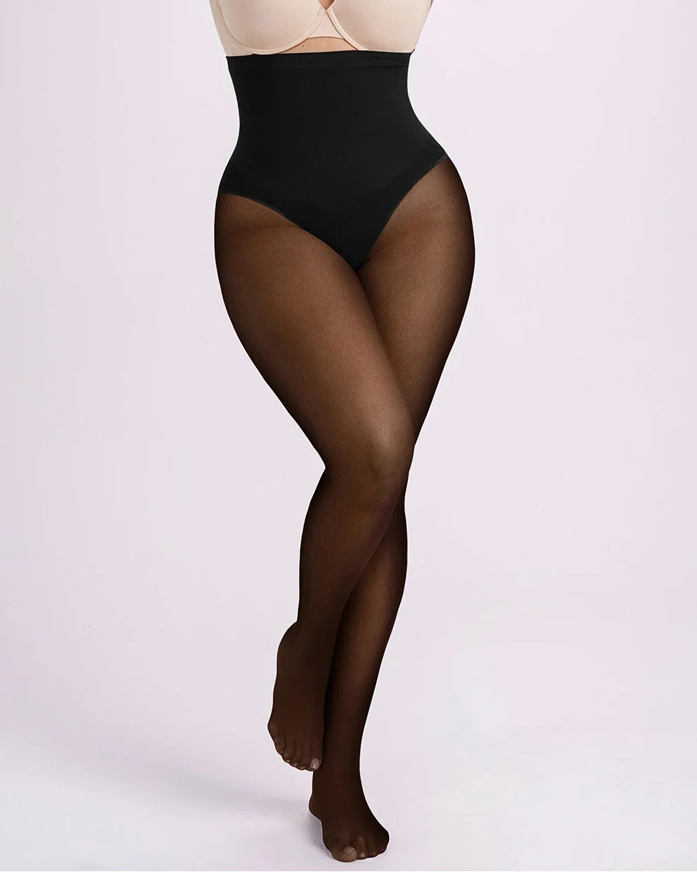 High-Waisted Micronet Shaping Tights - Black