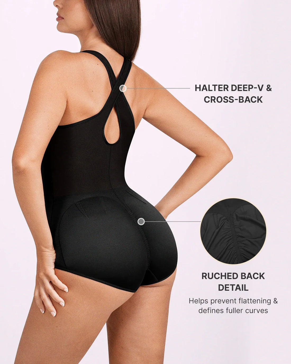 MeshSmooth™ V-Neck Sculpting Brief Bodysuit - Black