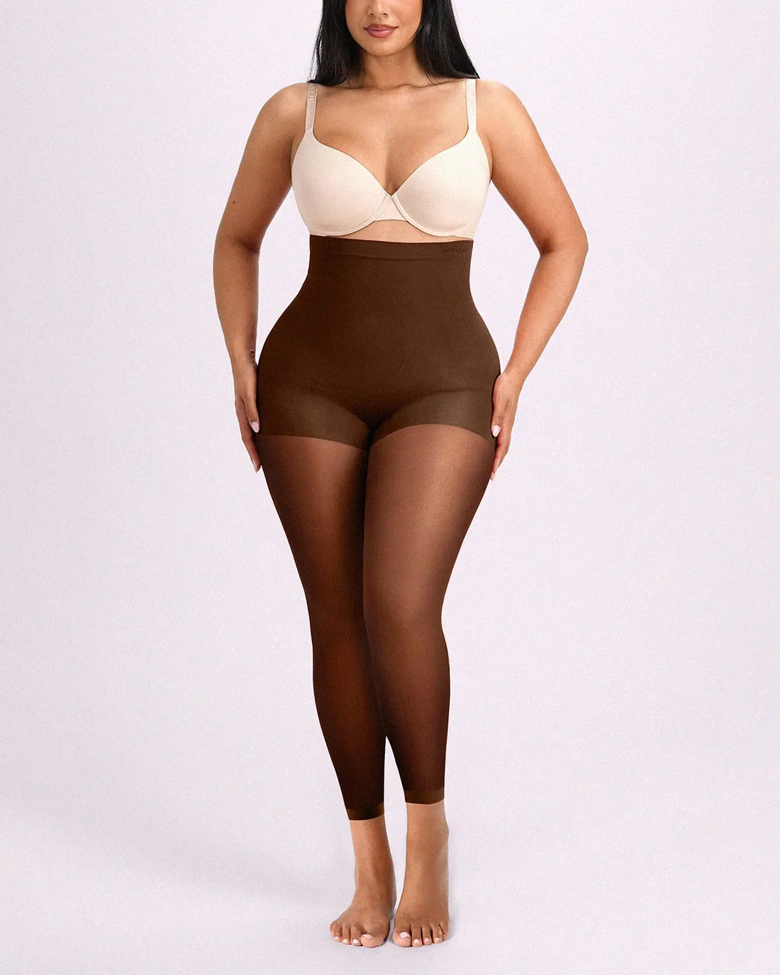 MistWeave™ High-Waisted Sheer Shaping Tights - Brown