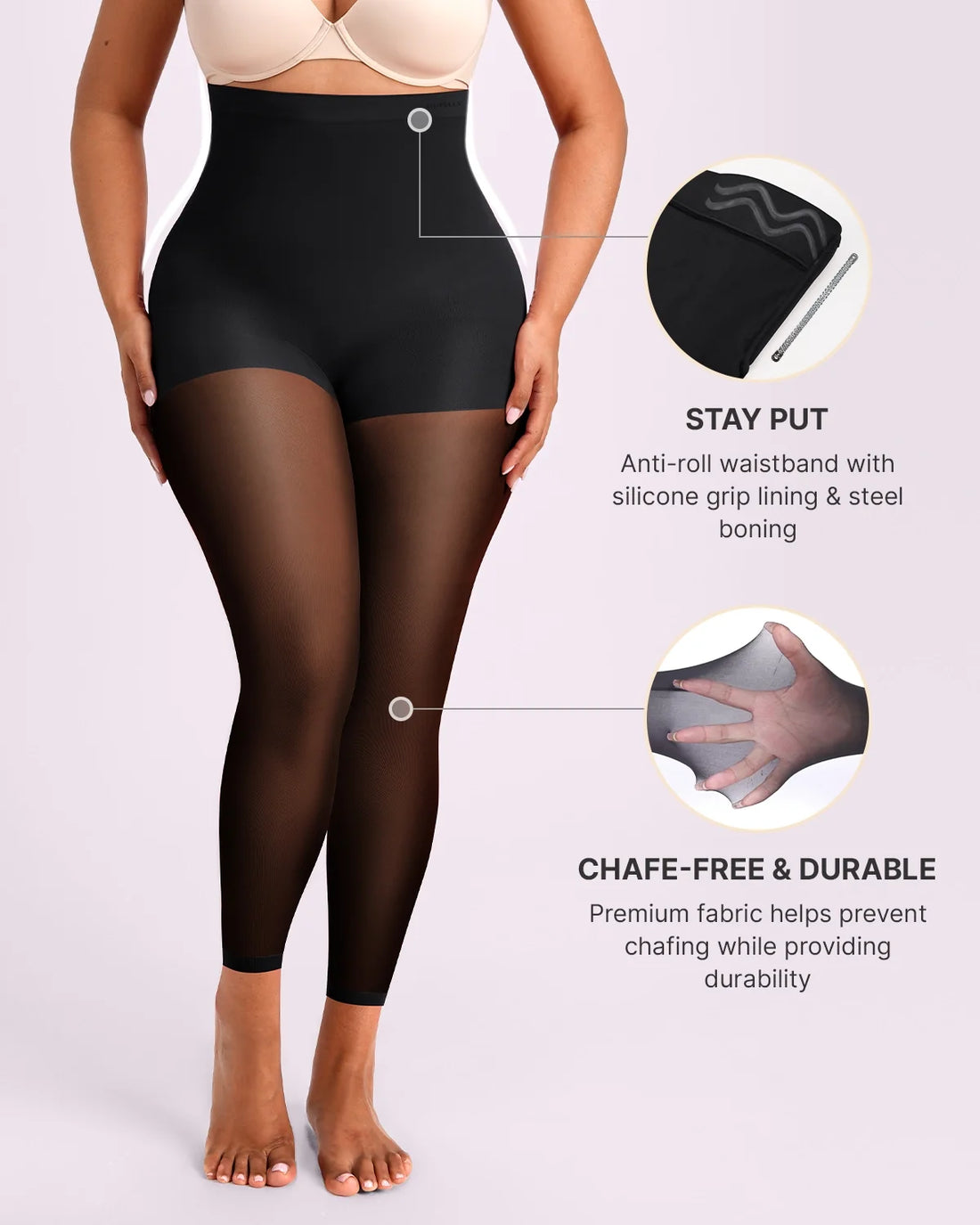 MistWeave™ High-Waisted Sheer Shaping Tights - Black