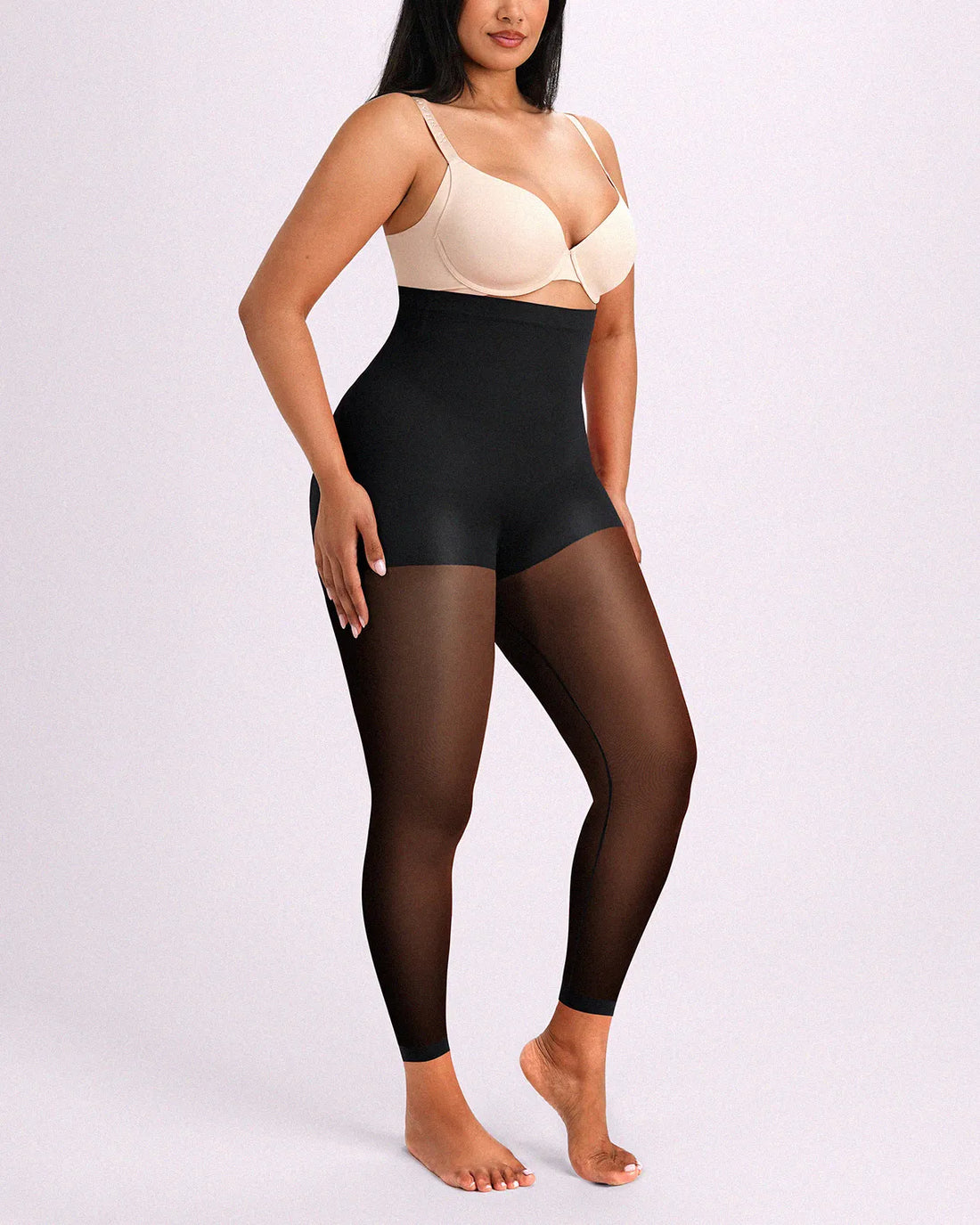 MistWeave™ High-Waisted Sheer Shaping Tights - Black