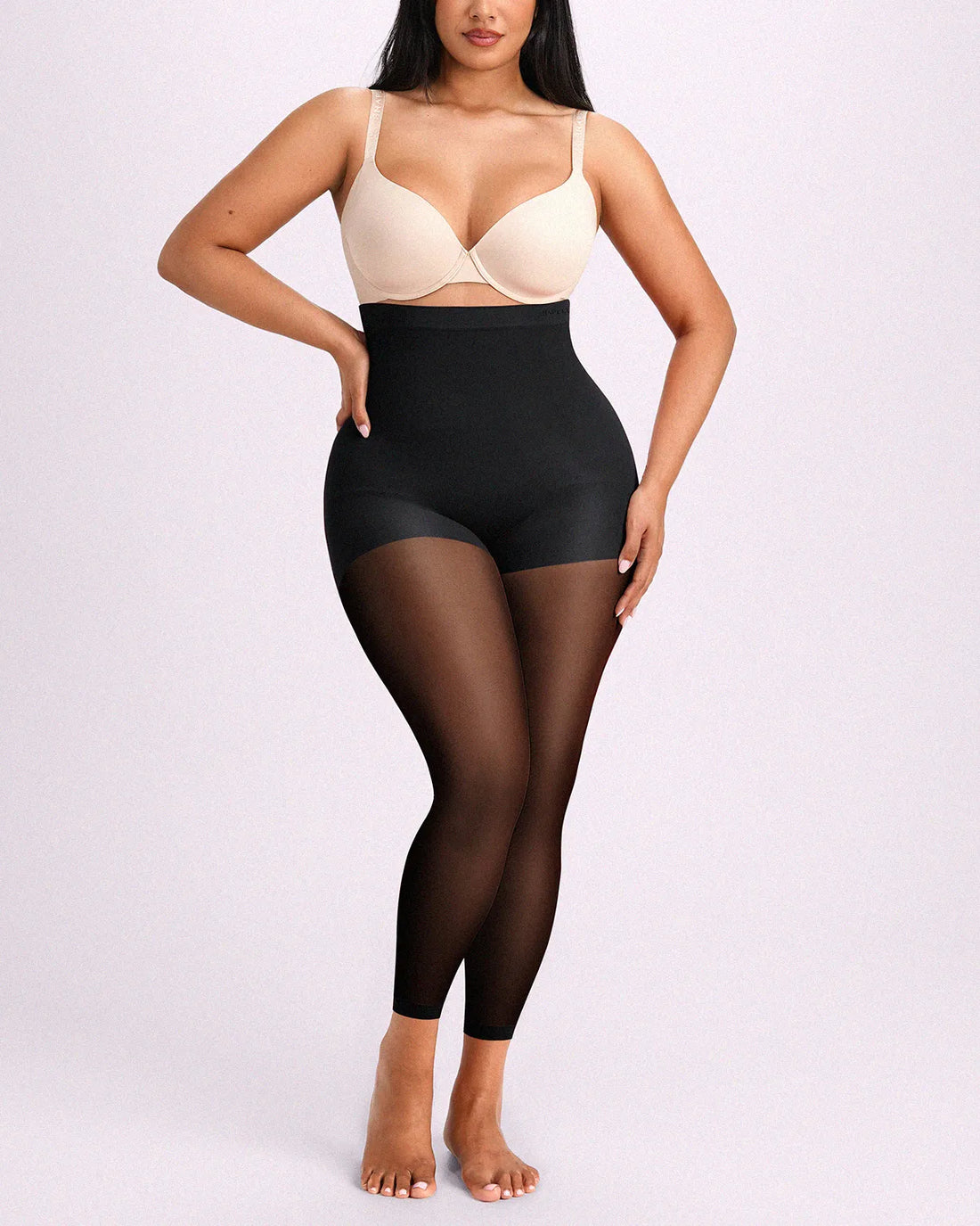 MistWeave™ High-Waisted Sheer Shaping Tights - Black