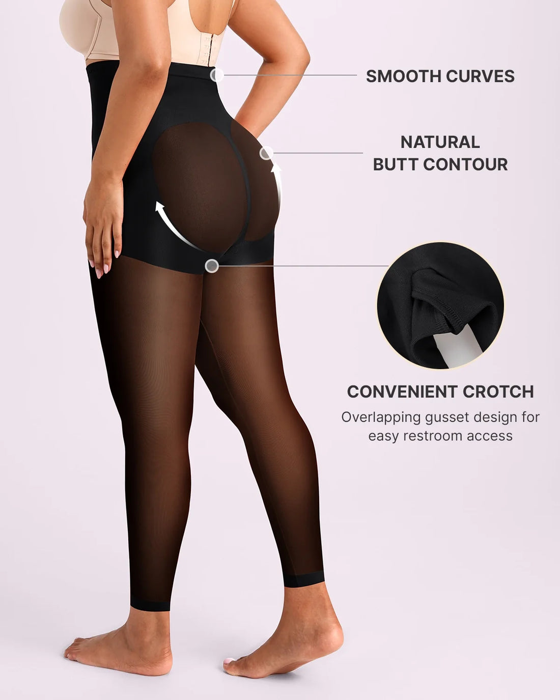 MistWeave™ High-Waisted Sheer Shaping Tights - Black