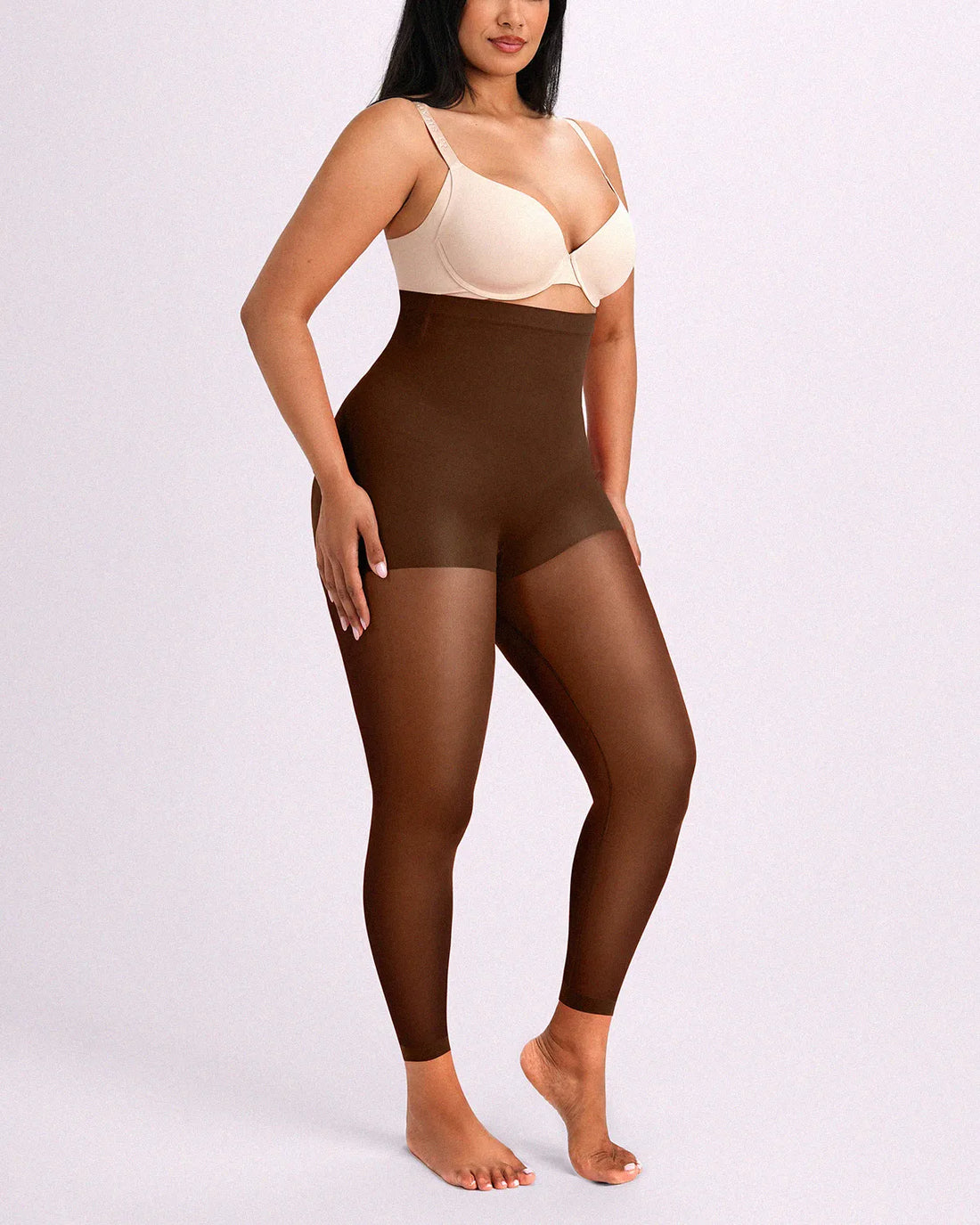 MistWeave™ High-Waisted Sheer Shaping Tights - Brown