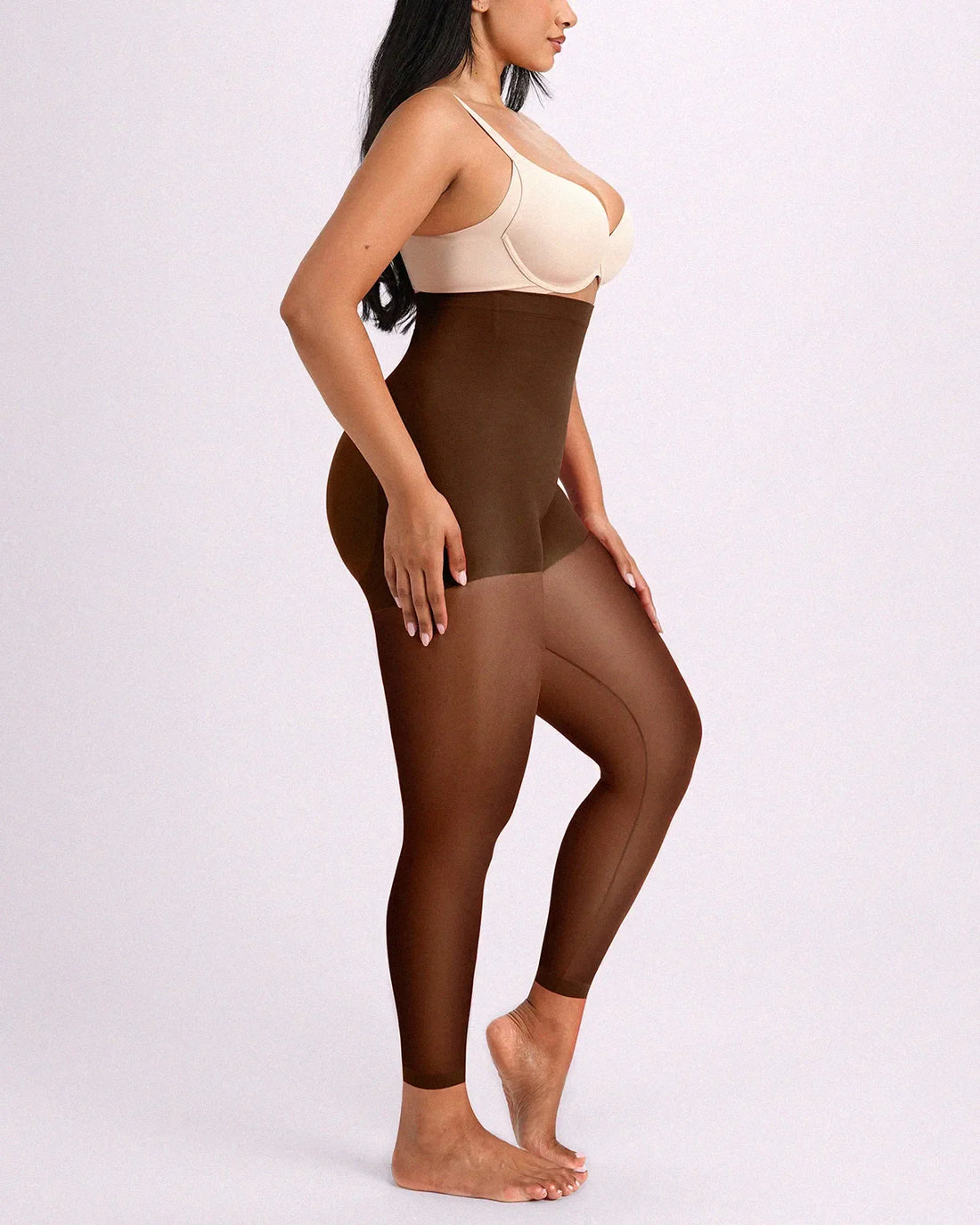 MistWeave™ High-Waisted Sheer Shaping Tights - Brown
