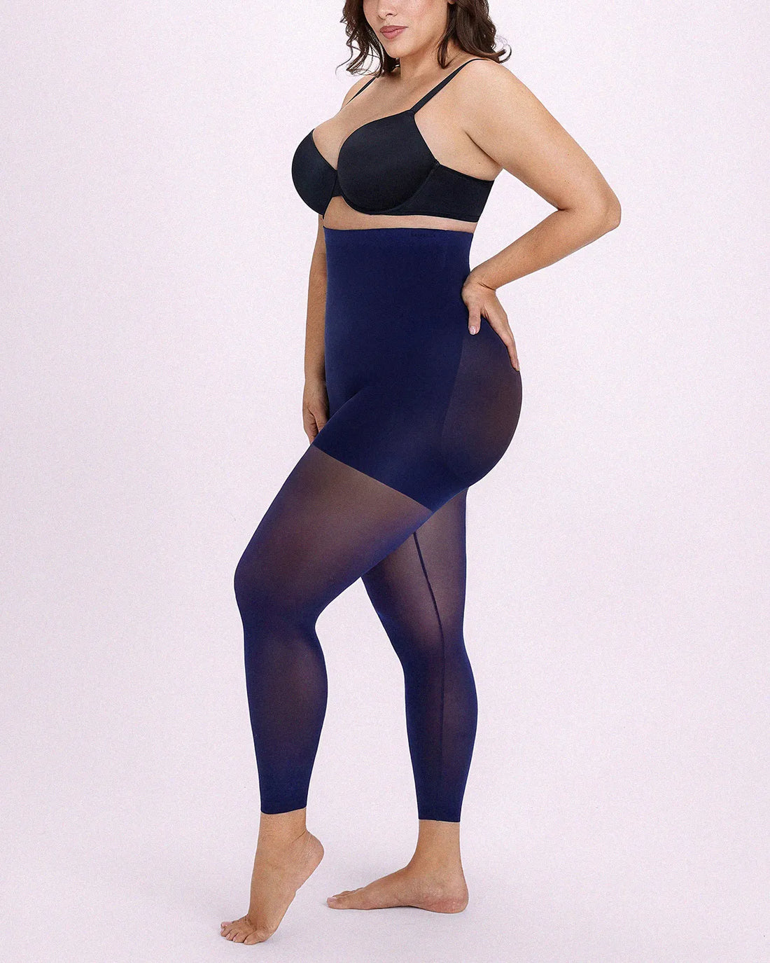 MistWeave™ High-Waisted Sheer Shaping Tights - Navy Blue