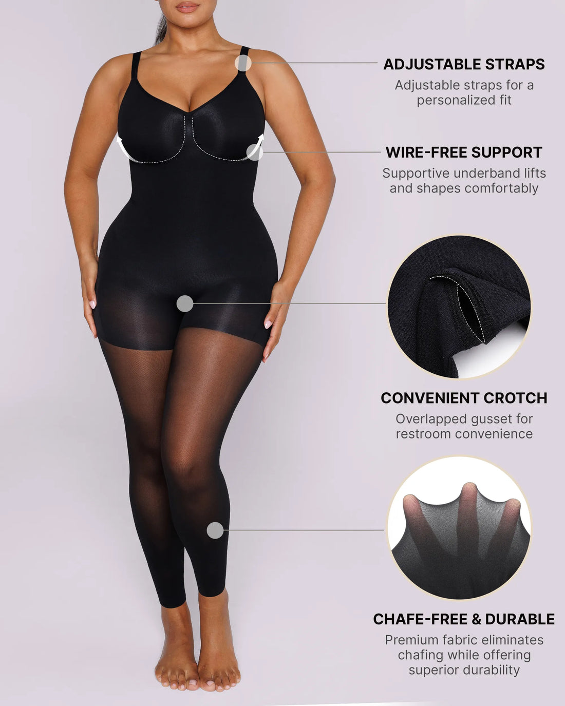 MistWeave™ Full Coverage Bodysuit - Black