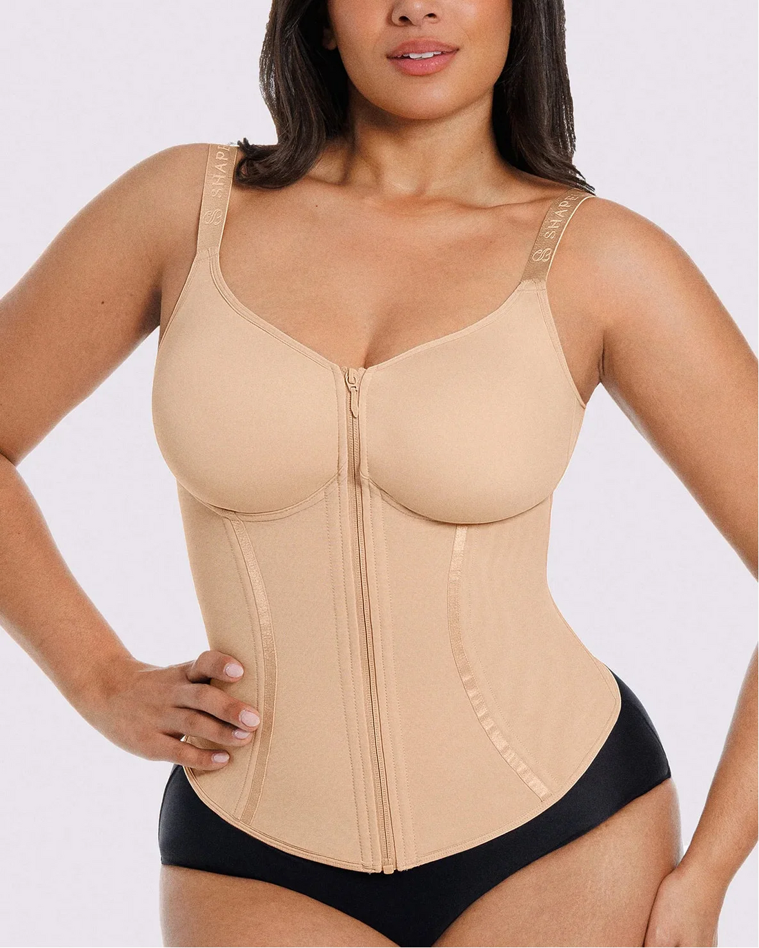 Tummy Control Corset Top - Beige