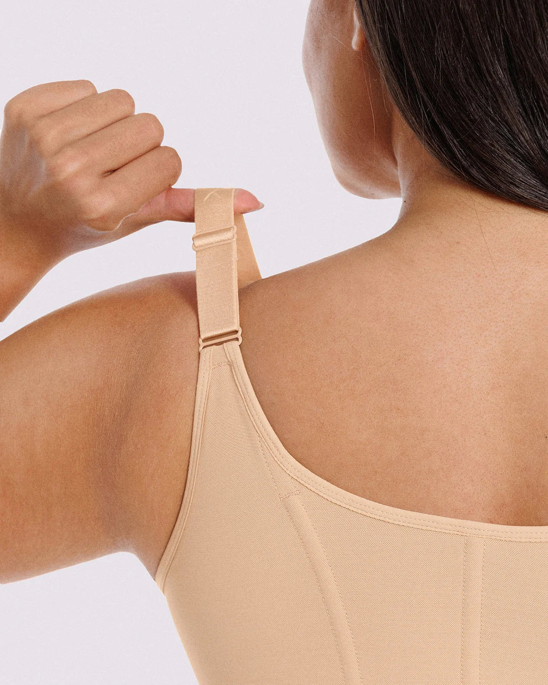 Long Sleeve Tummy Control Corset Top - Beige