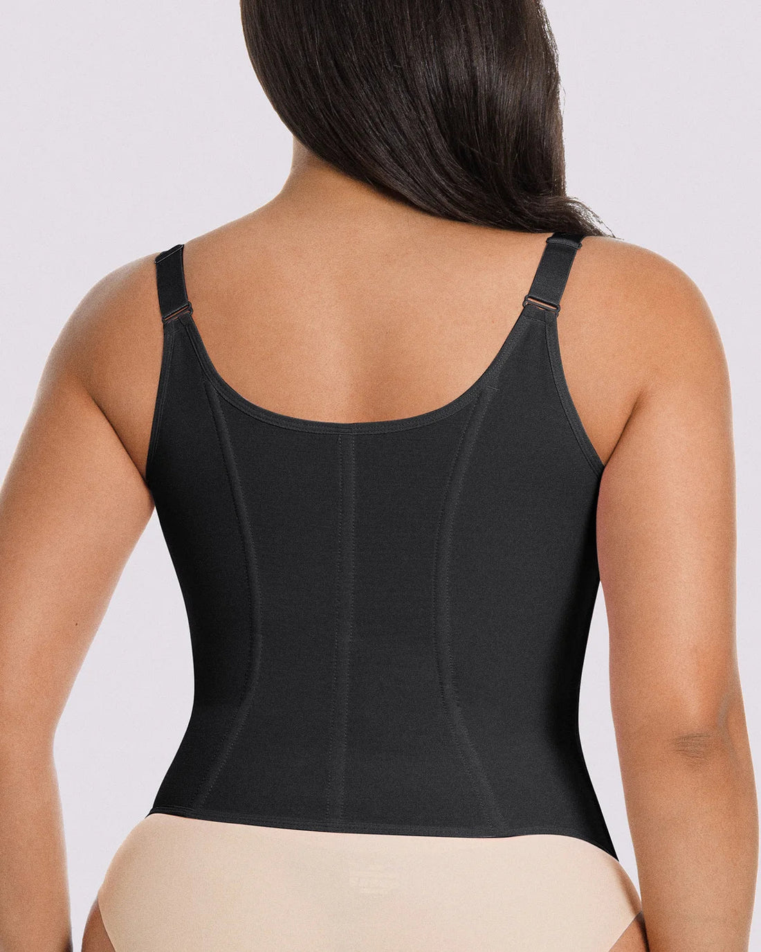 Long Sleeve Tummy Control Corset Top - Black