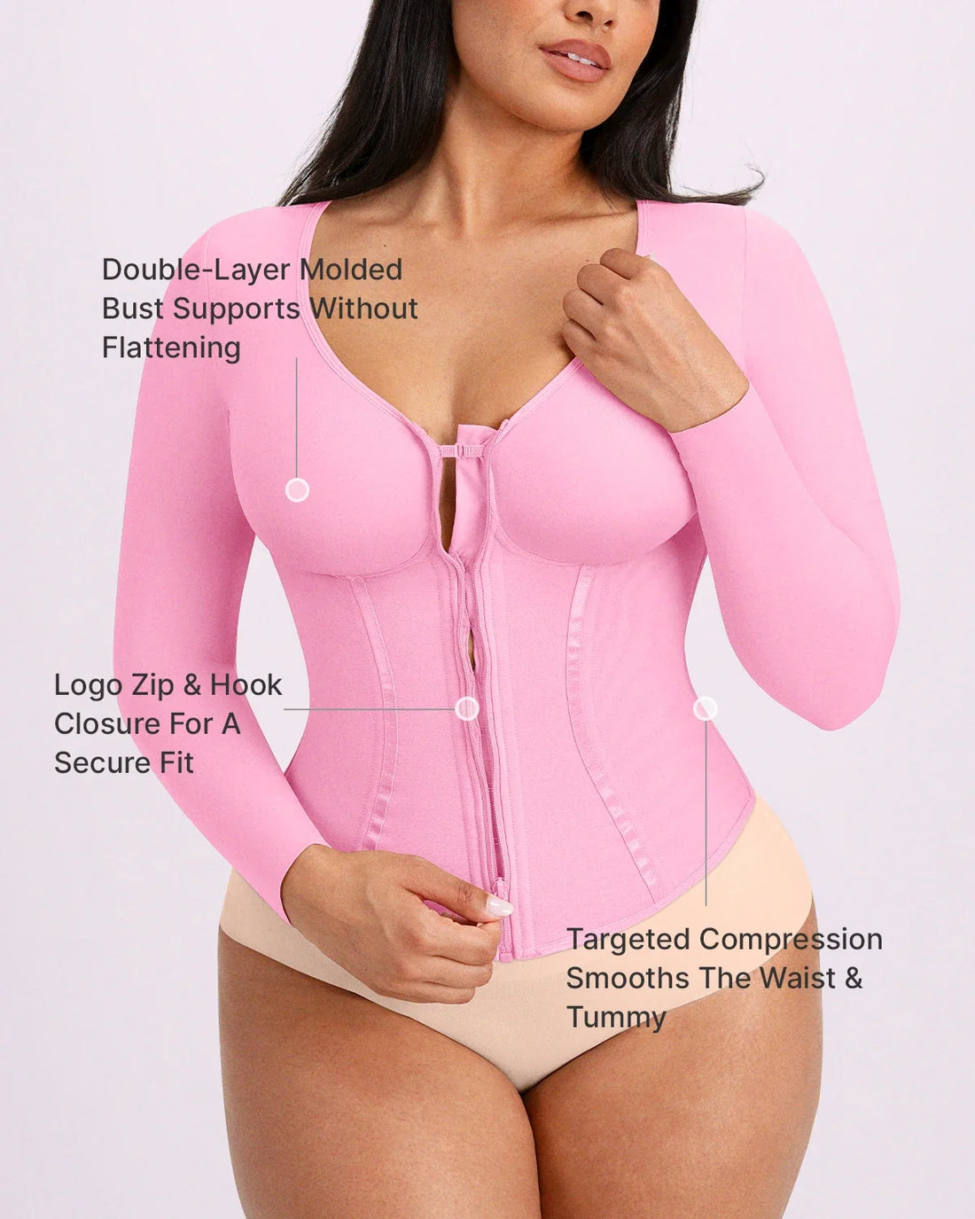 Tummy Control Corset Top - Lavender Pink
