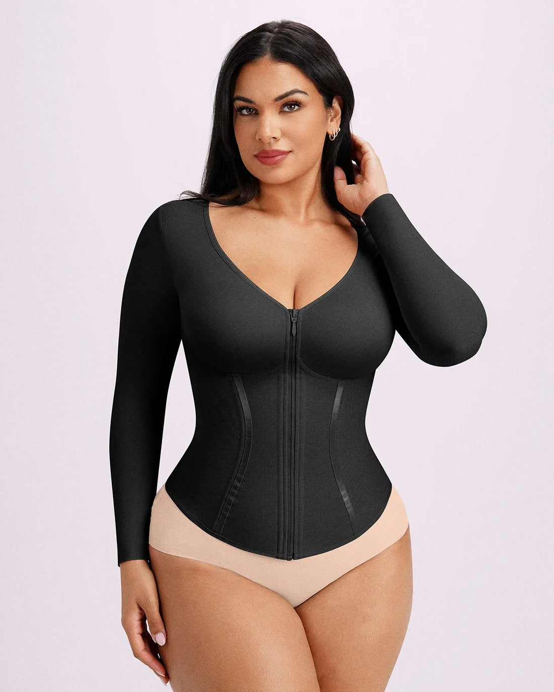 Tummy Control Corset Top - Black
